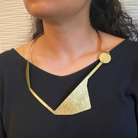 FIGURE | SHARE 2 Flat Brass Angular Contemporary Necklace