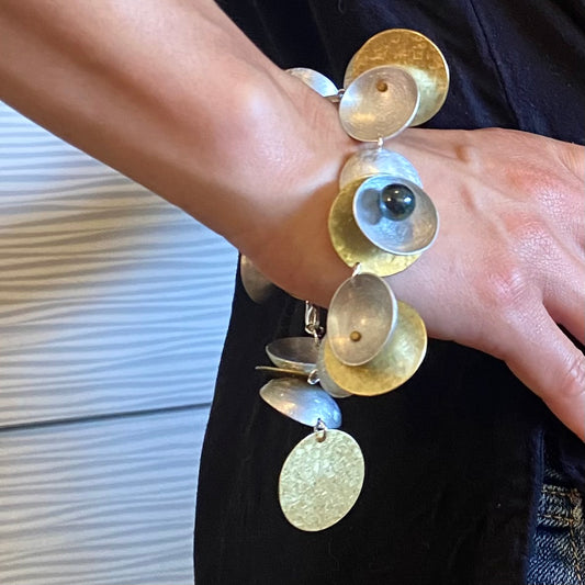 CLOUD 2 Cups and Saucers Sculptural Linked Bracelet