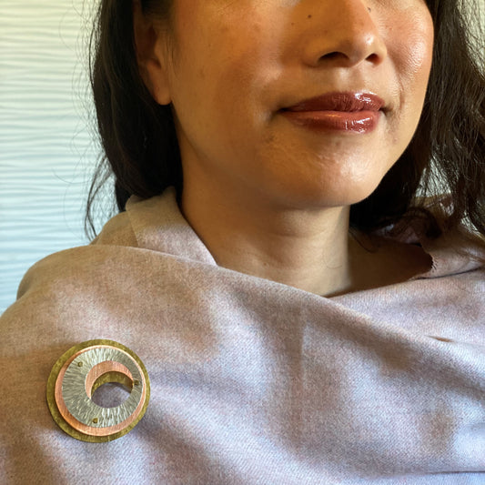 SWIRL Mixed Metal Raised Brooch