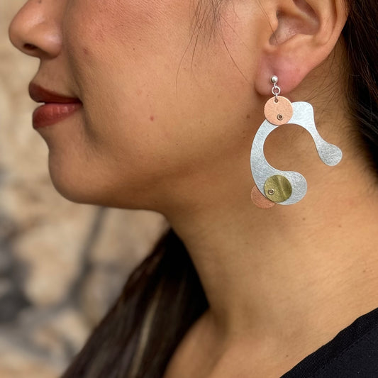 BUBBLES | POP 1 Dripping Bubbles Tri Metal Dangle Earrings