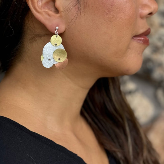 BUBBLES | TICKLE 1 Tri Metal Circle Earrings from the BUBBLES