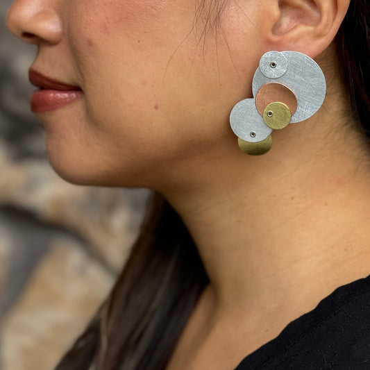 BUBBLES | TICKLE 1 Small Mixed Metal Circle Earrings