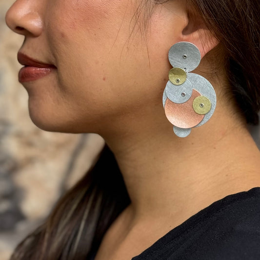 BUBBLES | TICKLE 3 Large Mixed Metal Circle Earrings from BUBBLES
