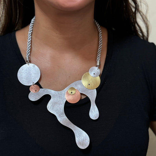 BUBBLES | POP 2 Oozy Dripping Mixed Metal Statement Necklace