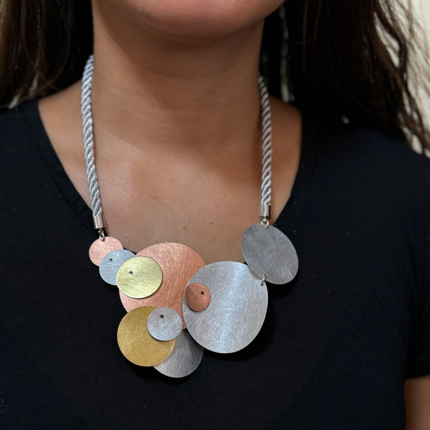BUBBLES | TICKLE 2 Statement Mixed Metal Circles Necklace