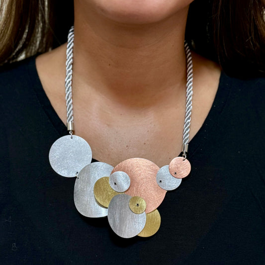 BUBBLES | TICKLE 2 Statement Mixed Metal Circles Necklace