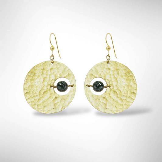 AXIS Contemporary Celestial Inspired Dangle Earrings with Suspended Stone from the LIMINAL Collection