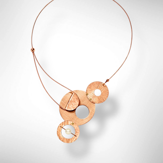 AXIS 3 Medium Sized Artistic Metal Statement Necklace with Front Closure