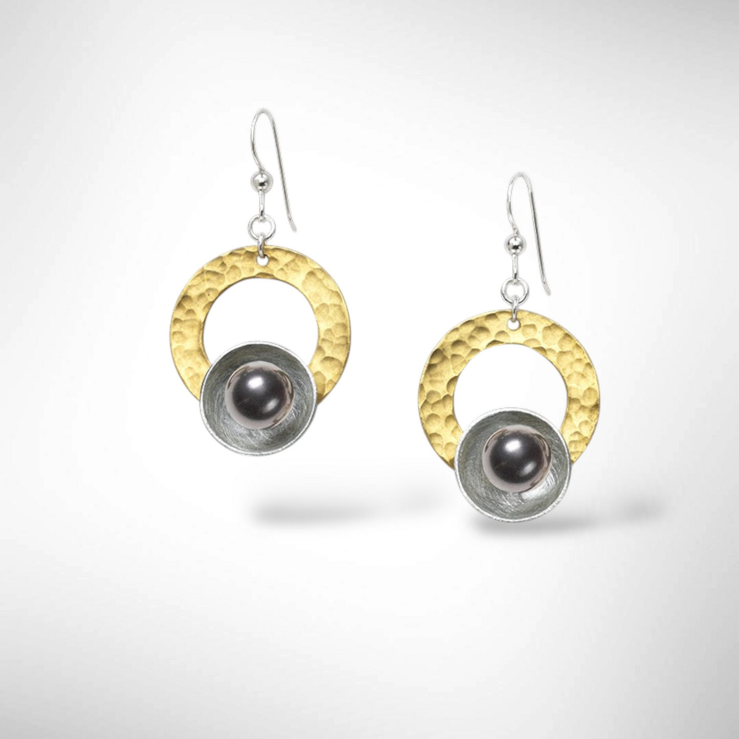 TIDE Mixed Metal Circle Dangle Earrings: Brass or Copper