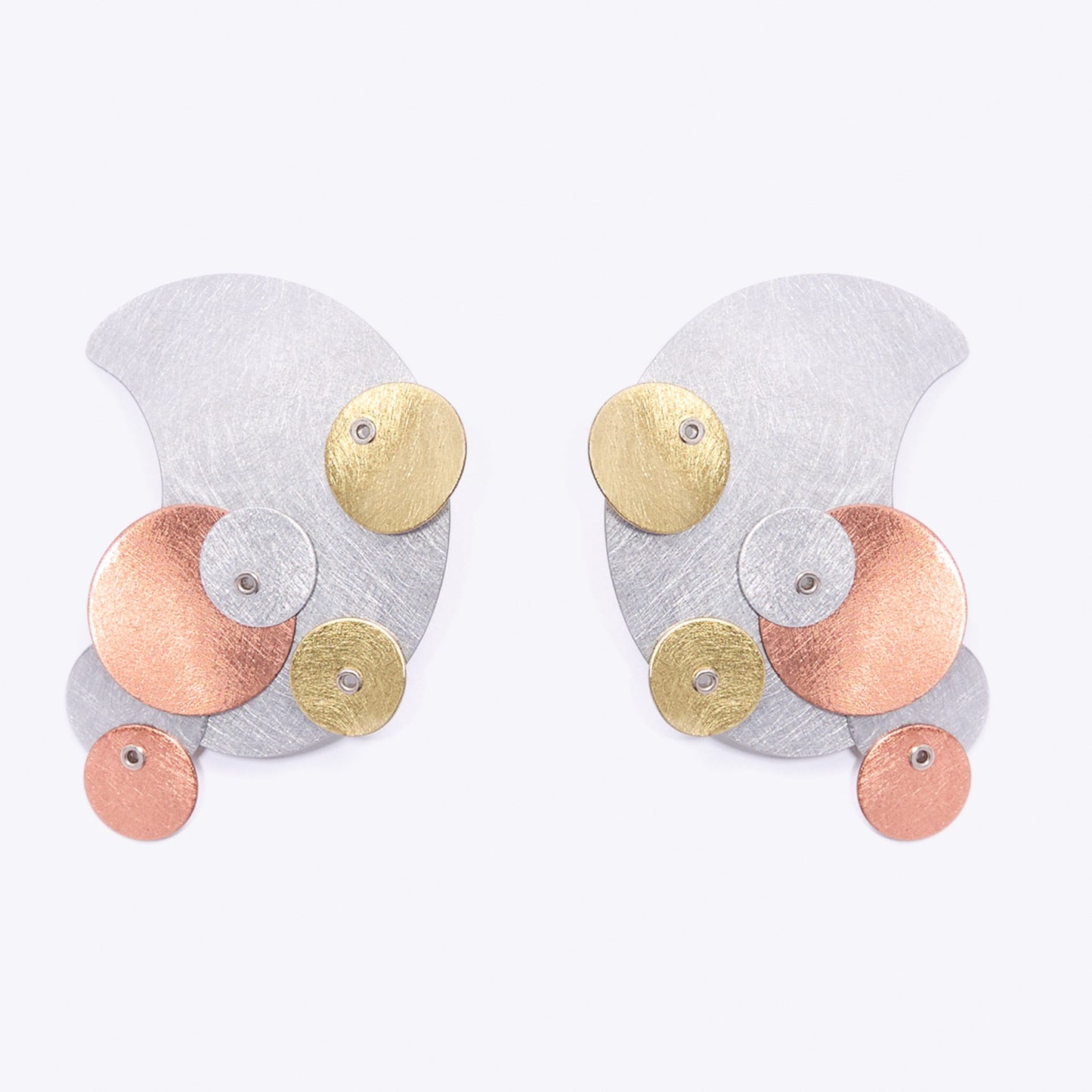BUBBLES | FLOAT 1 Elegant Tri Metal Statement Post Earrings
