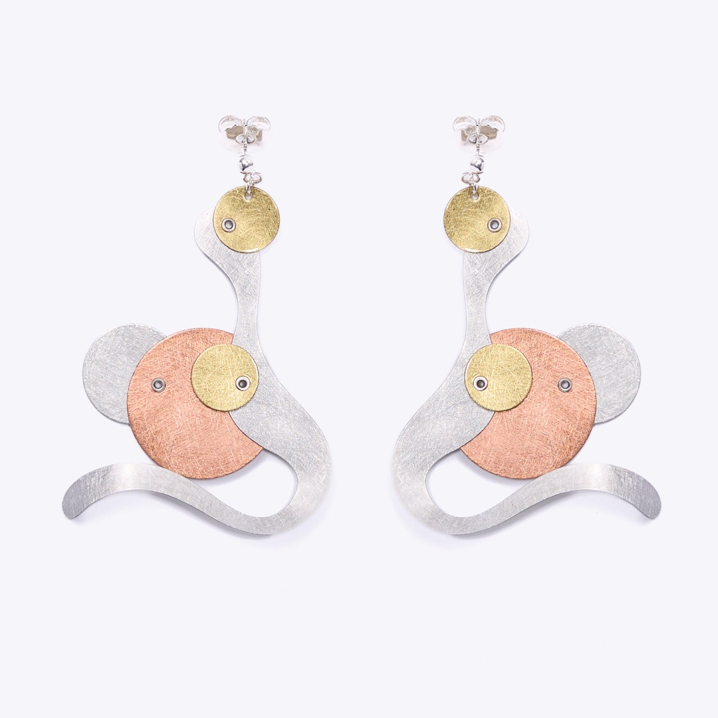 BUBBLES | FLOAT 2 Stretched Bubble Tri Metal Long Earrings