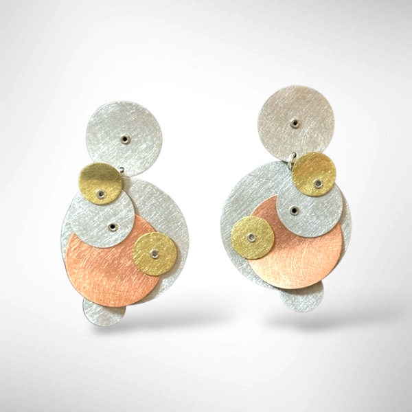 TICKLE 3 Large Mixed Metal Circle Earrings from BUBBLES