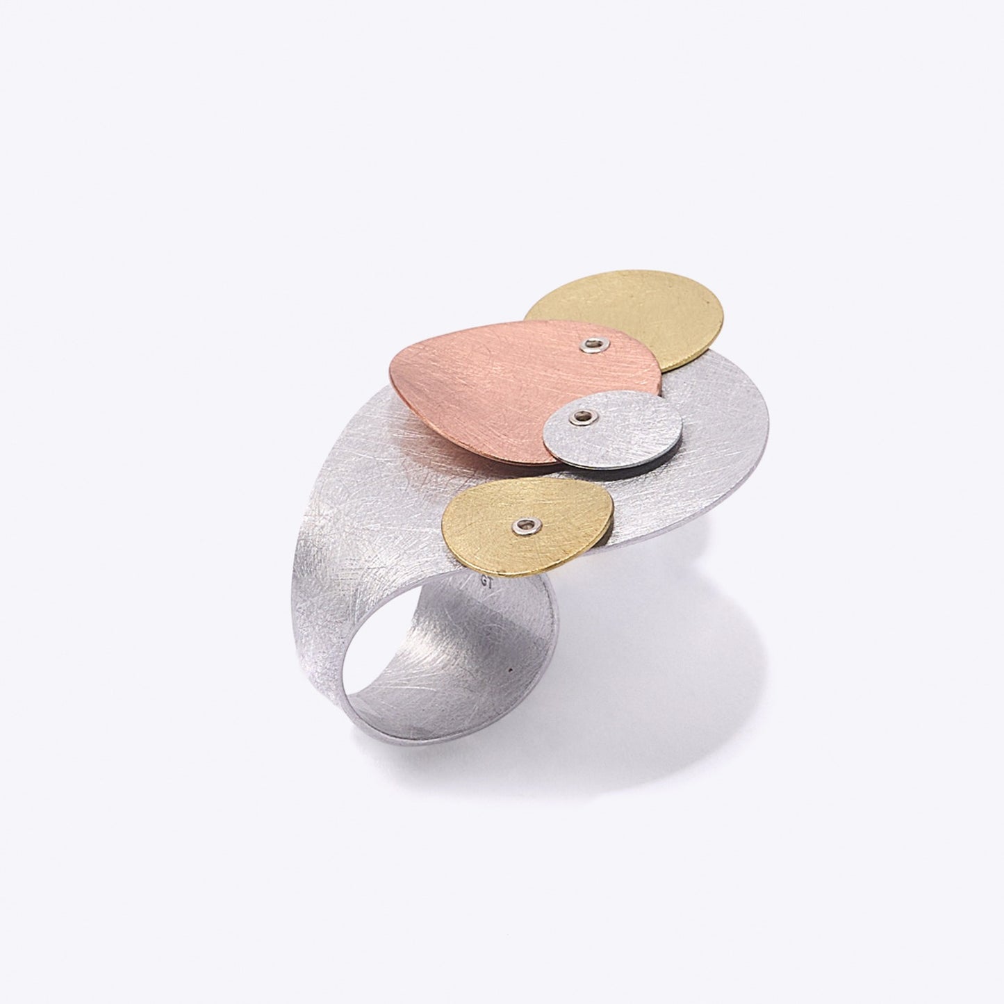 BUBBLES | TICKLE 1 Adjustable Cross Finger Mixed Metal Statement Ring