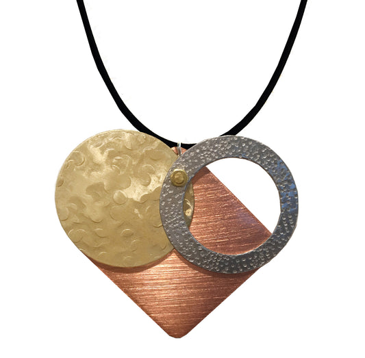 SECRET MESSAGE Unisex Adjustable Mixed Metal Heart Pendant Necklace