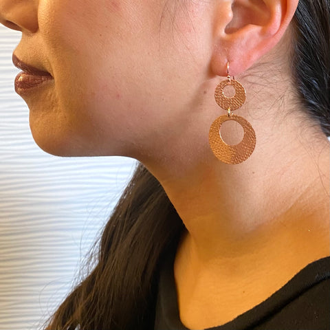 SOLAR Simple Double Circle Metal Dangle Earrings from the SCULPTURAL Collection