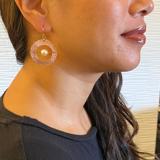 AXIS SMALL Contemporary Every Day Dangle Earrings with Suspended Stone from the LIMINAL Collection