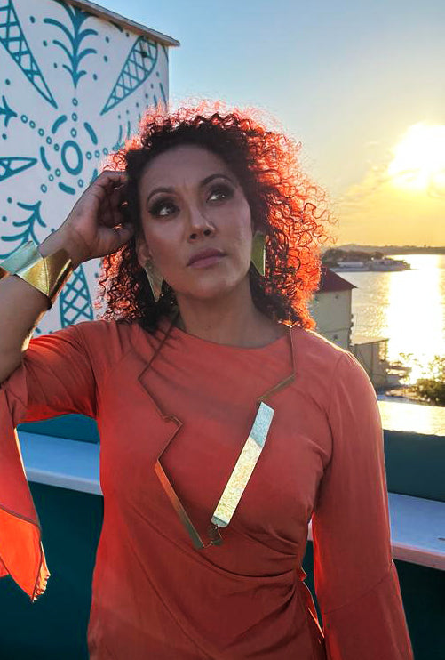 SHARE 3 Long Over the Head Multi-Part Statement Necklace from the FIGURE Collection