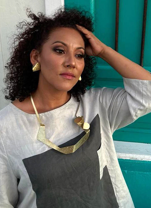 REFLECT 2 Expressive Angular Gold-Tone Necklace from the FIGURE Collection