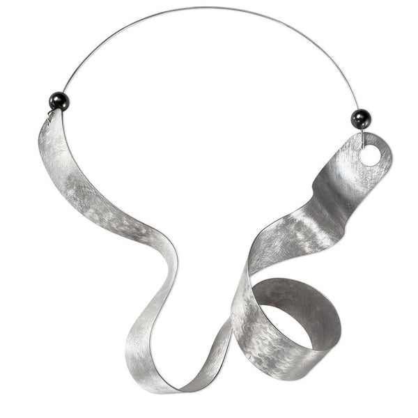 VIBE 1 Wearable Sculpture Sound Wave Necklace from the SOUND Collection with Simulated Pearls