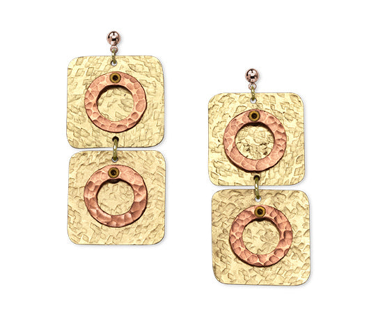 DANCE LONG Double Square Rectangular Post Dangle Earring