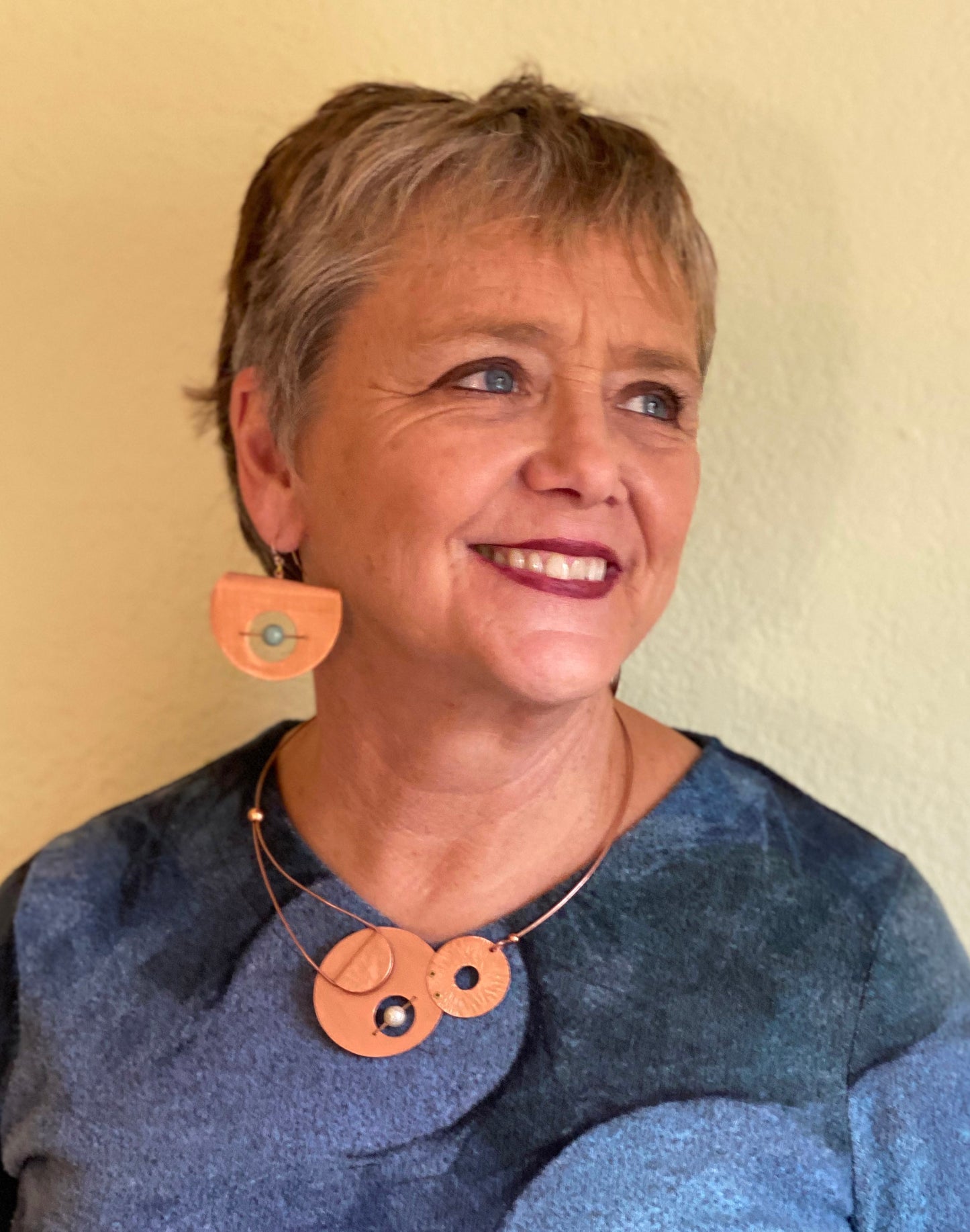 AXIS FOLD Contemporary Metal Dangle Earrings with Suspended Stone from the LIMINAL Collection