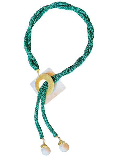 FIRE Hand-Sewn Lariat Style Necklace with Color choices and Mixed Metals