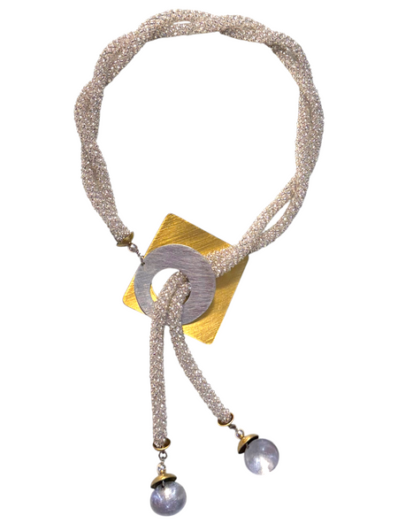 FIRE Hand-Sewn Lariat Style Necklace with Color choices and Mixed Metals