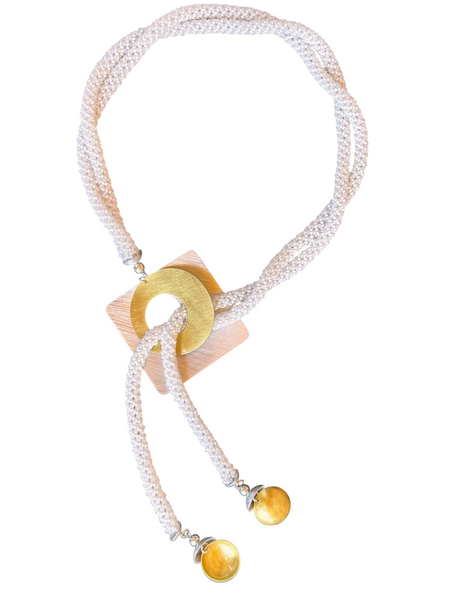 FIRE Hand-Sewn Lariat Style Necklace with Color choices and Mixed Metals