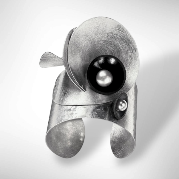 VOLUME Statement Art Piece Cuff from the SOUND Collection with Recycled Record Vinyl