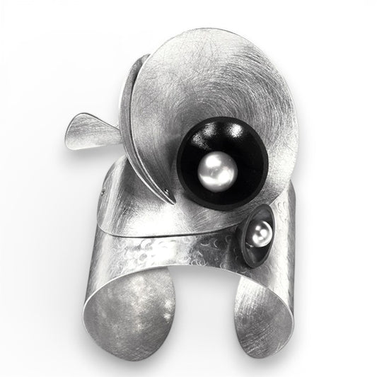 SOUND | VOLUME Statement Art Piece Cuff with Recycled Record Vinyl