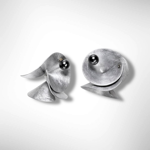 DECIBEL 2 Multi-Sided Close to the Face Lightweight Conical Post Earrings from the SOUND Collection with Simulated Pearls