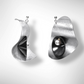 PULSE 1 Large Undulating Aluminum Post Earrings from the SOUND Collection with Recycled Record Vinyl and Simulated Pearls