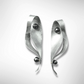 VIBE 2 Long Multi-Dimential Wavy Dangle Post Earrings from the SOUND Collection with Simulated Pearls