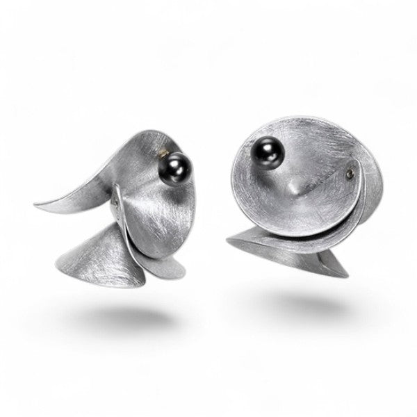 DECIBEL 2 Lightweight Conical Earrings with Simulated Pearl, Modern Jewelry