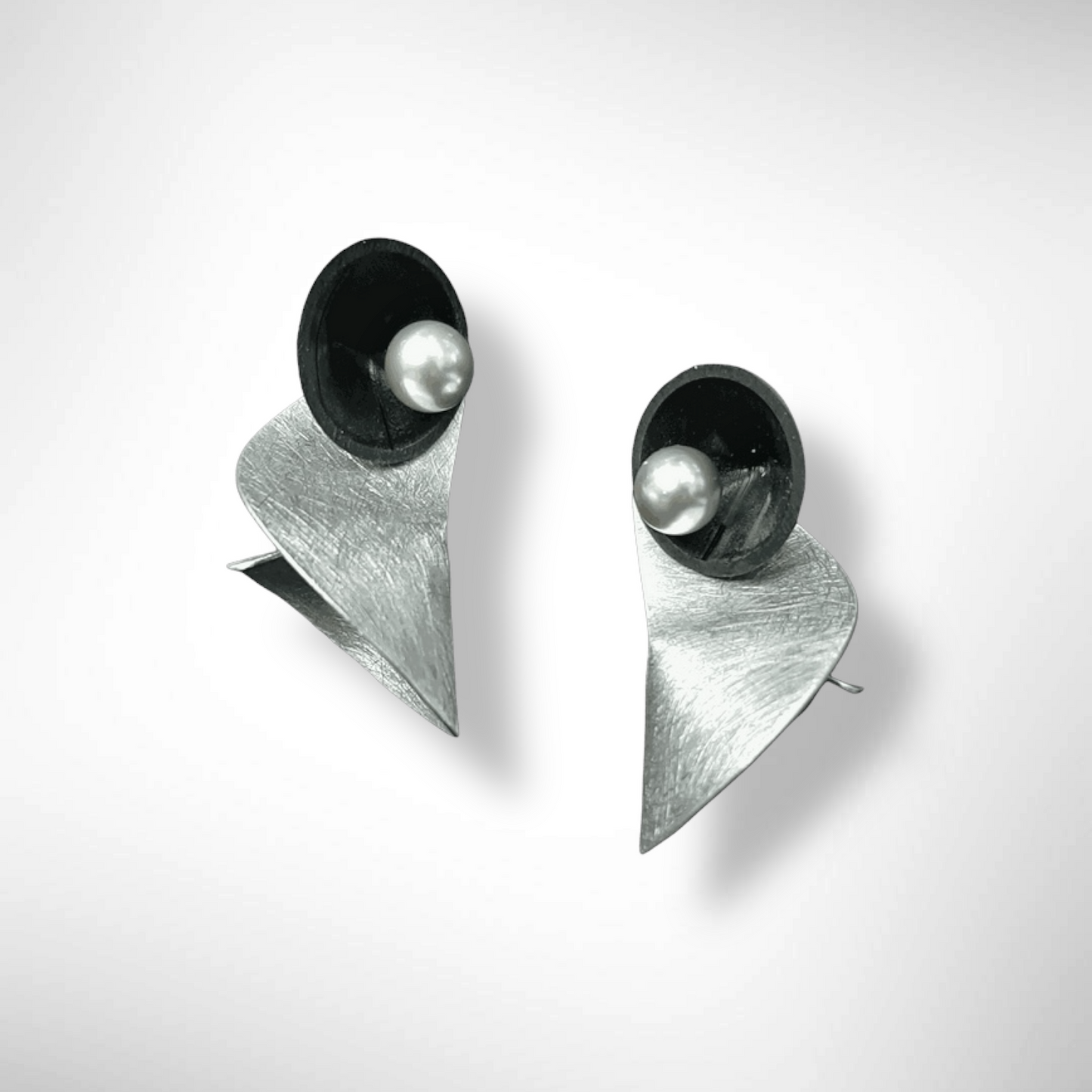 VOLUME 3 Smaller Multi-Sided Post Earrings from the SOUND Collection with Recycled Record Vinyl and Simulated Pearls