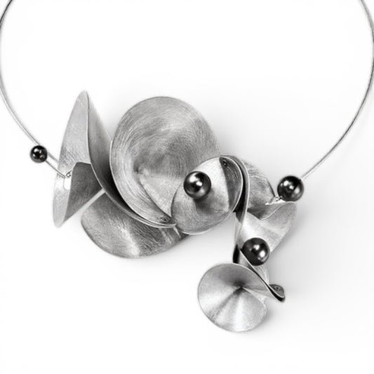 DECIBEL 1 Bold Conical Statement Necklace with Simulated Pearls