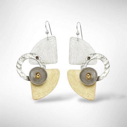 DRIFT Avant Gard Mixed Metal Statement Earrings with Accent Bead Options