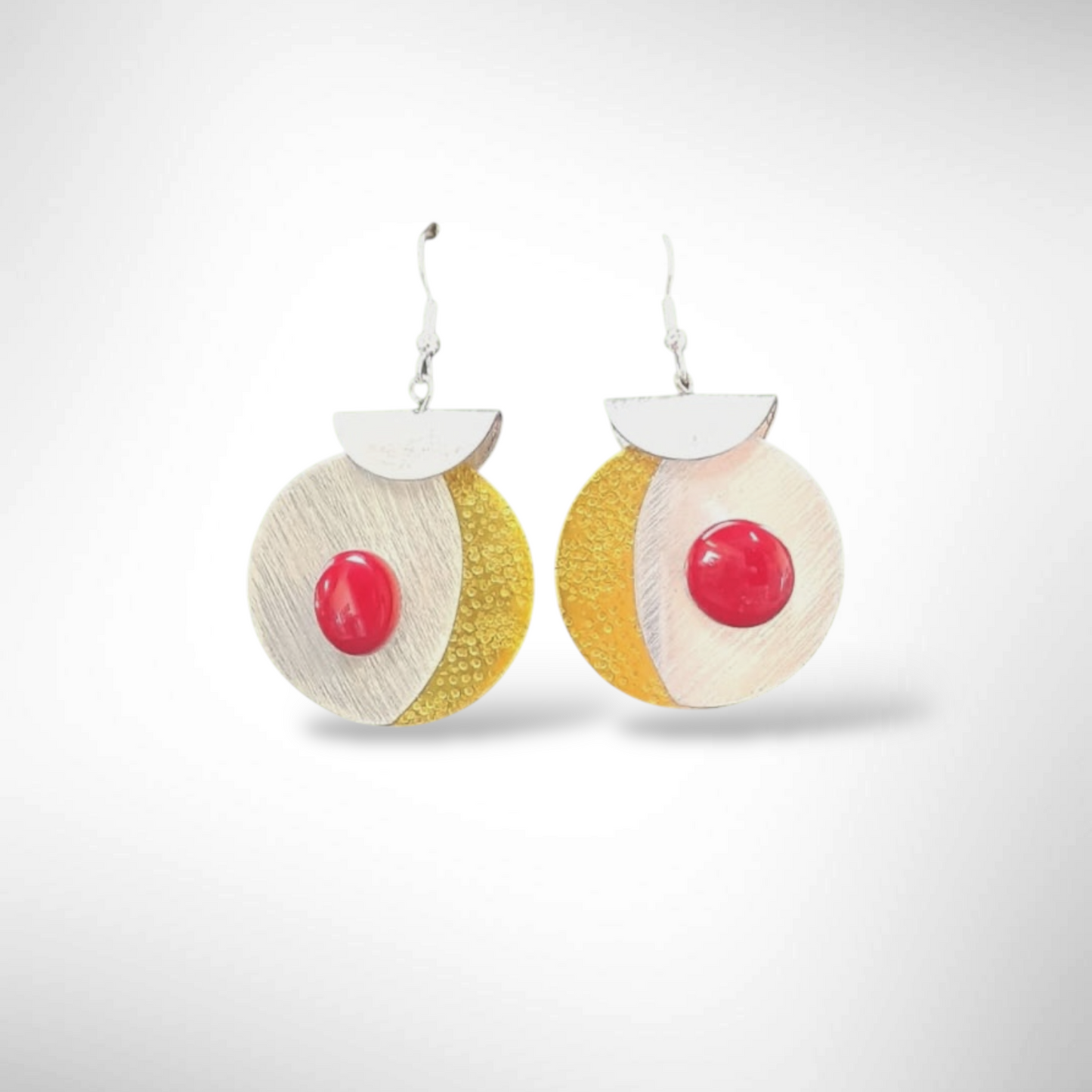 SLICE Off-Set Round Mixed Metal Dangle Earrings