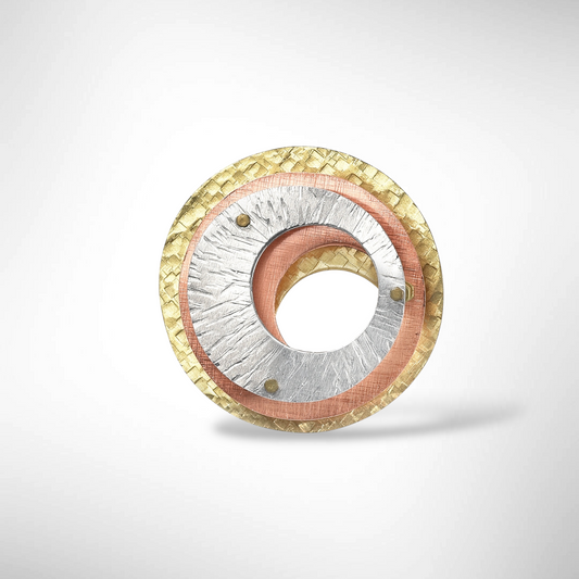 SWIRL Mixed Metal Raised Brooch