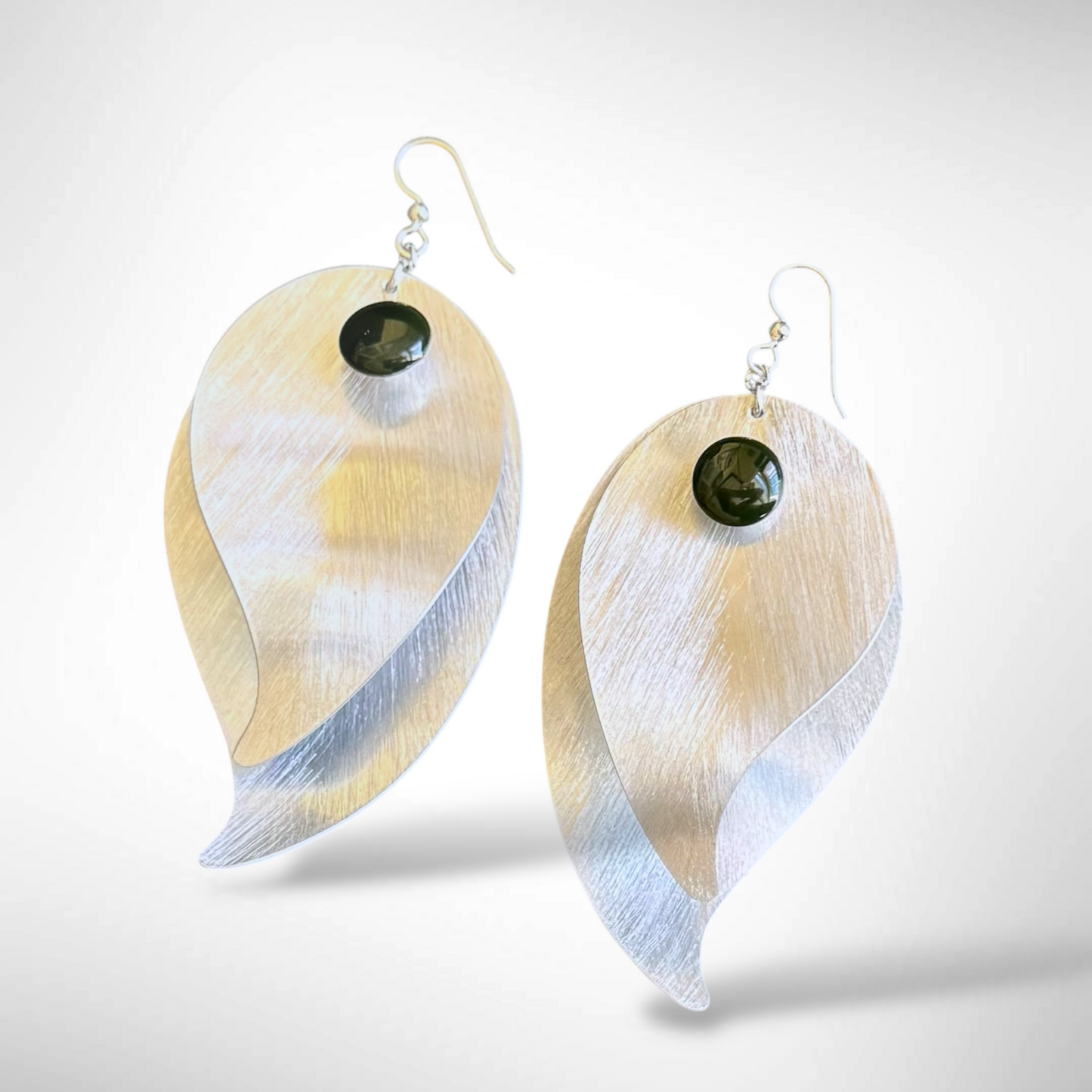 FICA2L Long Double Leave Dangle Earrings