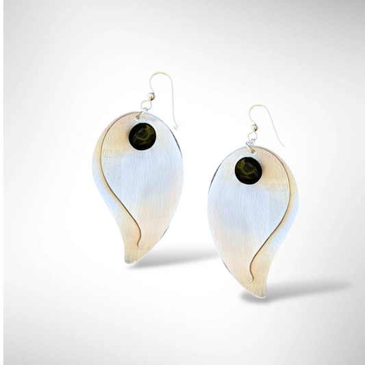 FICA2 Medium Length Double Leave Dangle Earrings