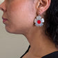 POPPY 1 Five Petal Aluminum Earrings with Red Center