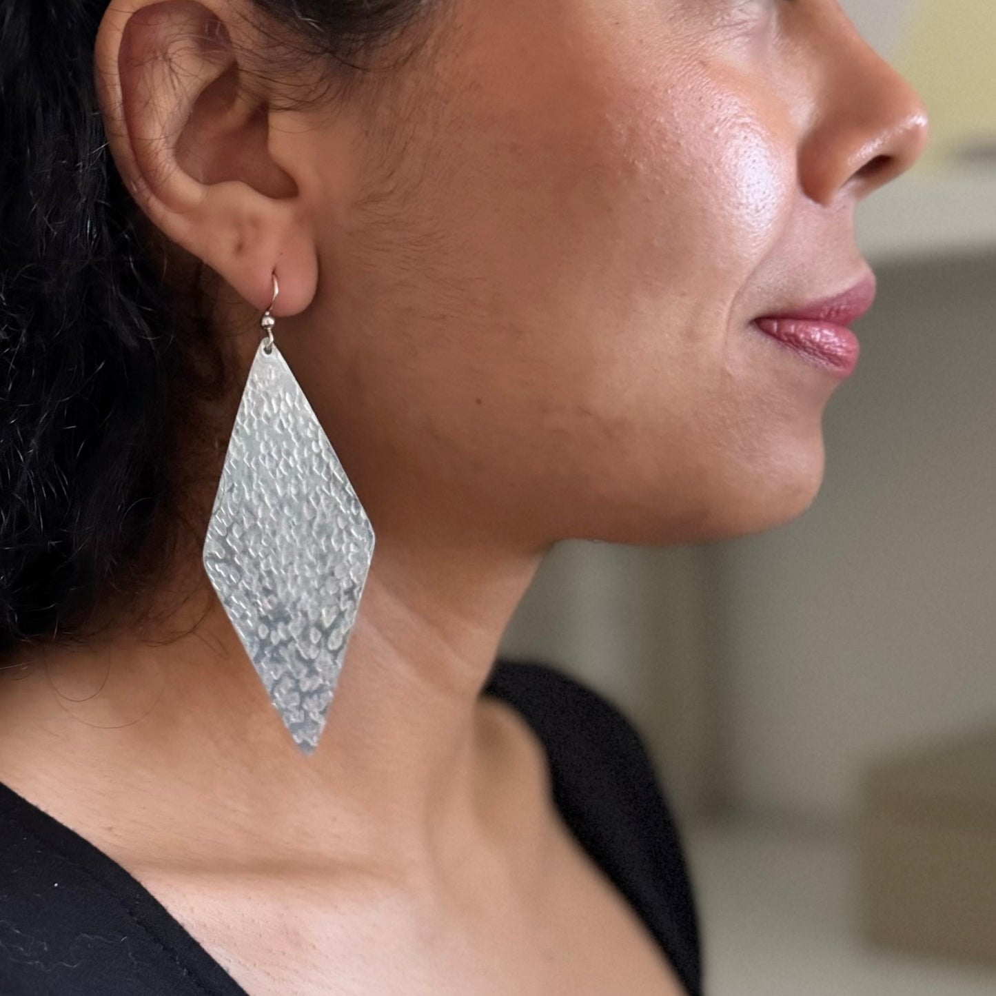 EDGE Diamond Shaped Aluminum Dangle Earrings