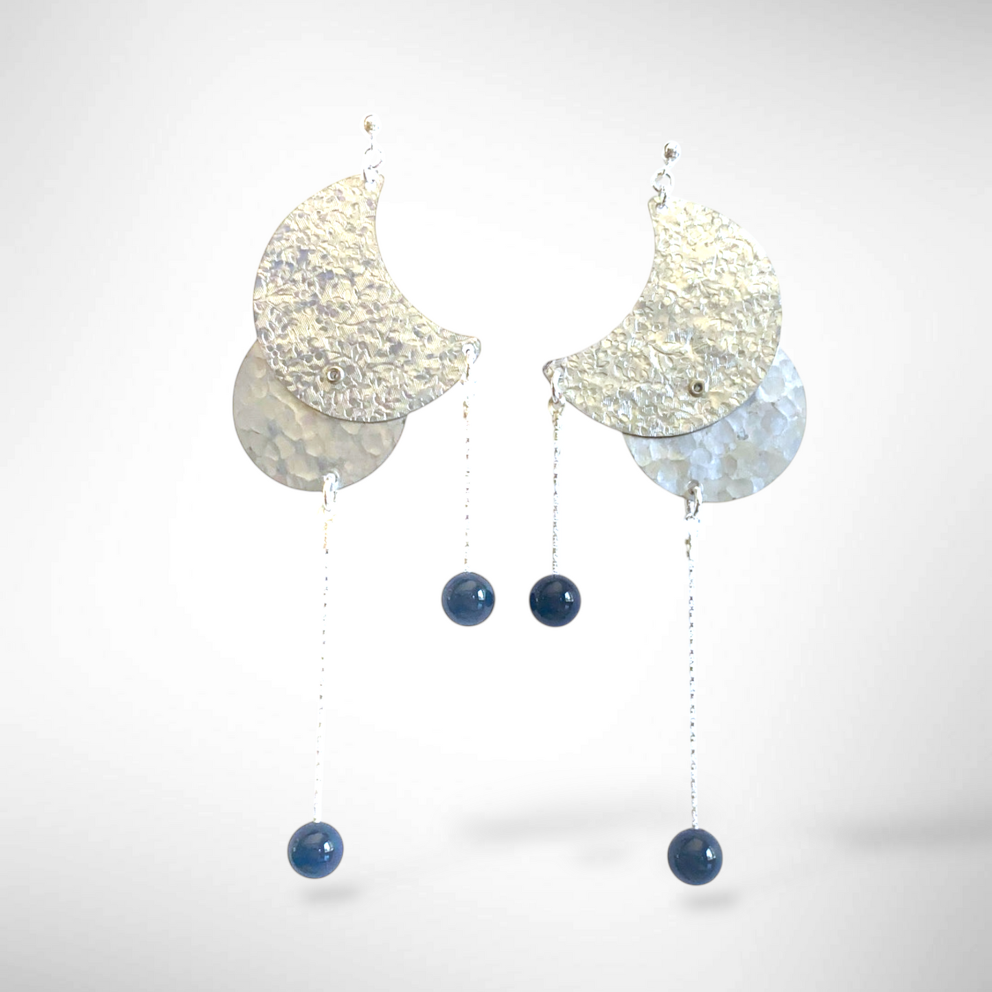 COLD MOON -Striking Long Dangle Earrings with Onyx from the Lunar Collection