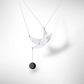 CRESCENT MOON Delicate lightweight asymmetrical Necklace with Onyx from the Lunar Collection