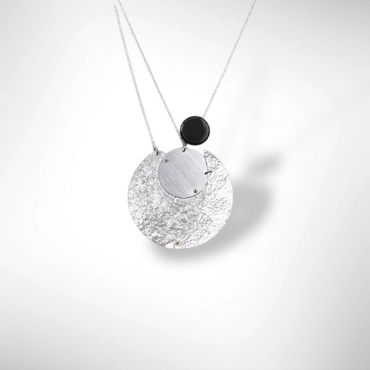 FULL MOON Delicate, Lightweight Focal Necklace with Onyx from the Lunar Collection