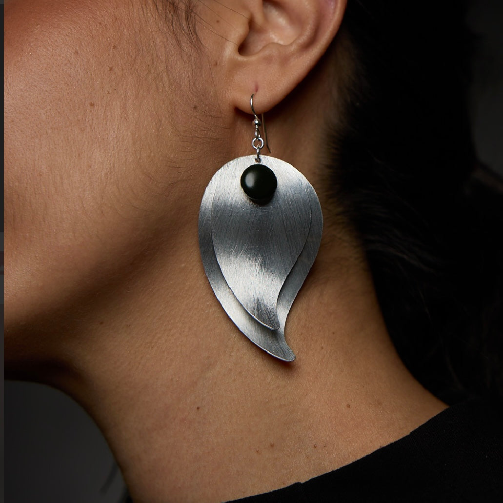 FICA2 Medium Length Double Leave Dangle Earrings