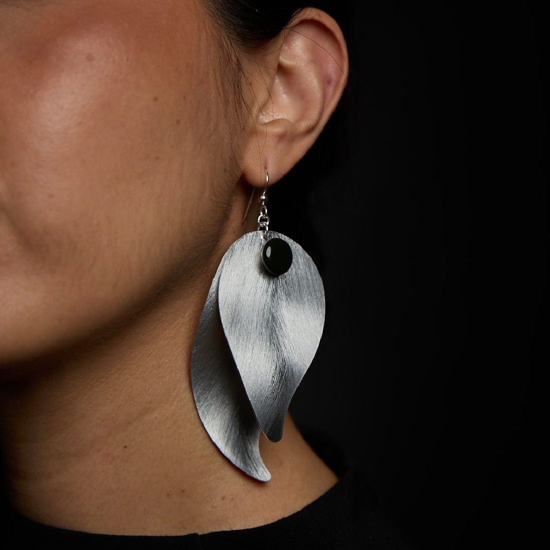 FICA2L Long Double Leave Dangle Earrings