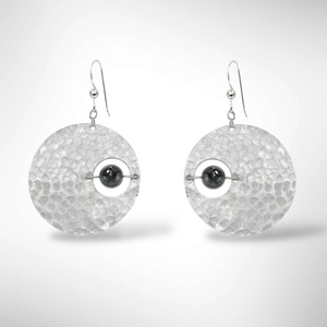 AXIS Contemporary Celestial Inspired Dangle Earrings with Suspended Stone from the LIMINAL Collection