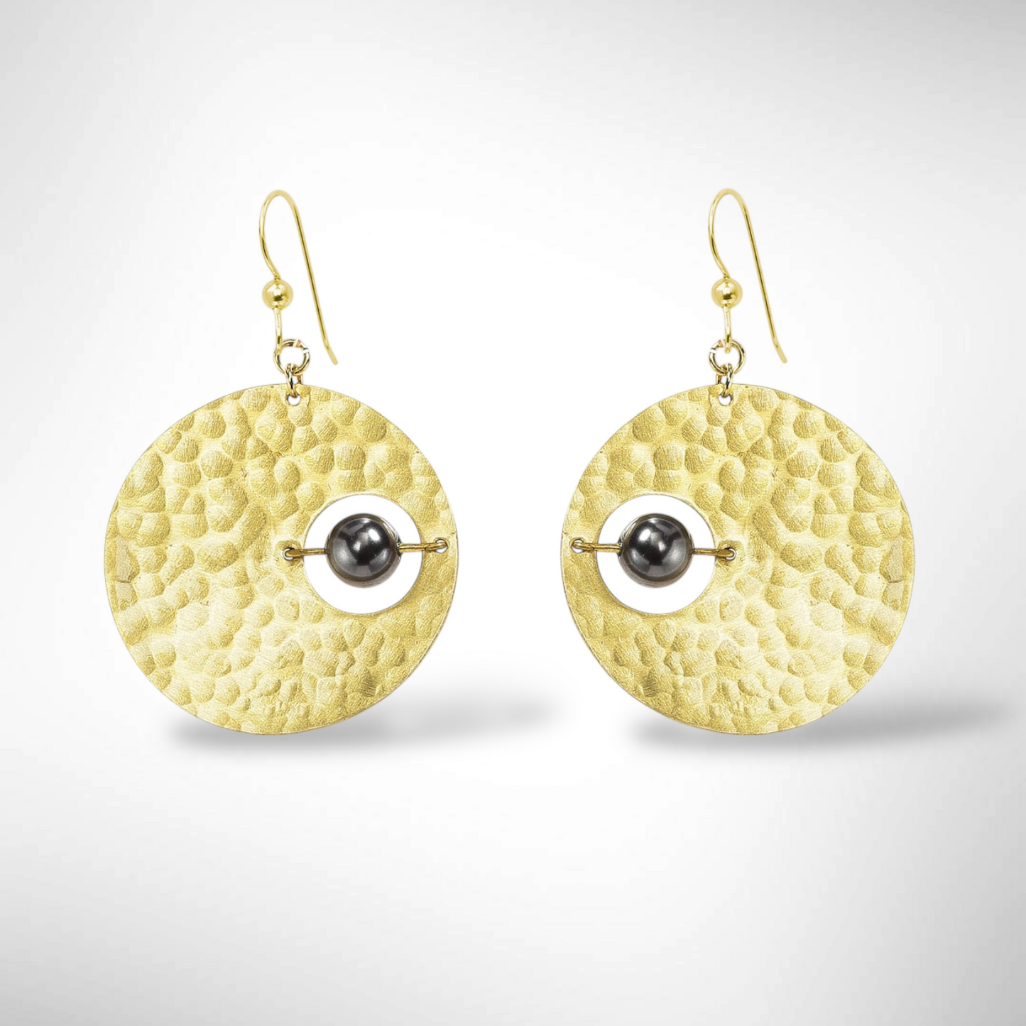 AXIS Contemporary Celestial Inspired Dangle Earrings with Suspended Stone from the LIMINAL Collection